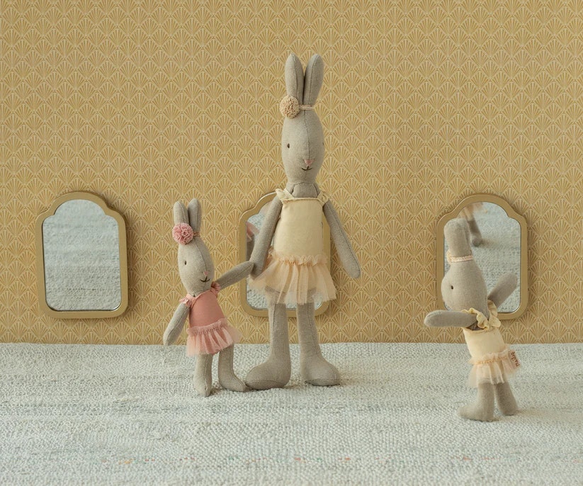 Maileg Kanin Ballerina Micro Cream Vit - Rabbit med Ballerinakjol och Hårband
