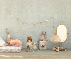 Maileg Brun Kanin Storlek 1 - Bunny Ballerina Rose Rosa med Ballerinakjol och Hårband