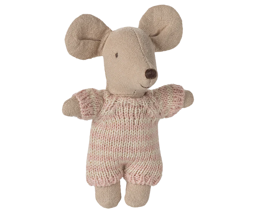 Maileg Baby Mus i Blommig Carrycot Rosa - Maileg A/W -25