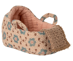 Maileg Blommig Carrycot till Baby Möss Rosa - Maileg A/W -25