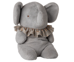 Maileg Grå Elefant i Plysch med Blommig Krage - Maileg A/W -25