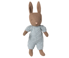 Maileg Micro Kanin med Magneter i Händerna - Rabbit i Blå Stickad Dräkt - Maileg A/W - 25