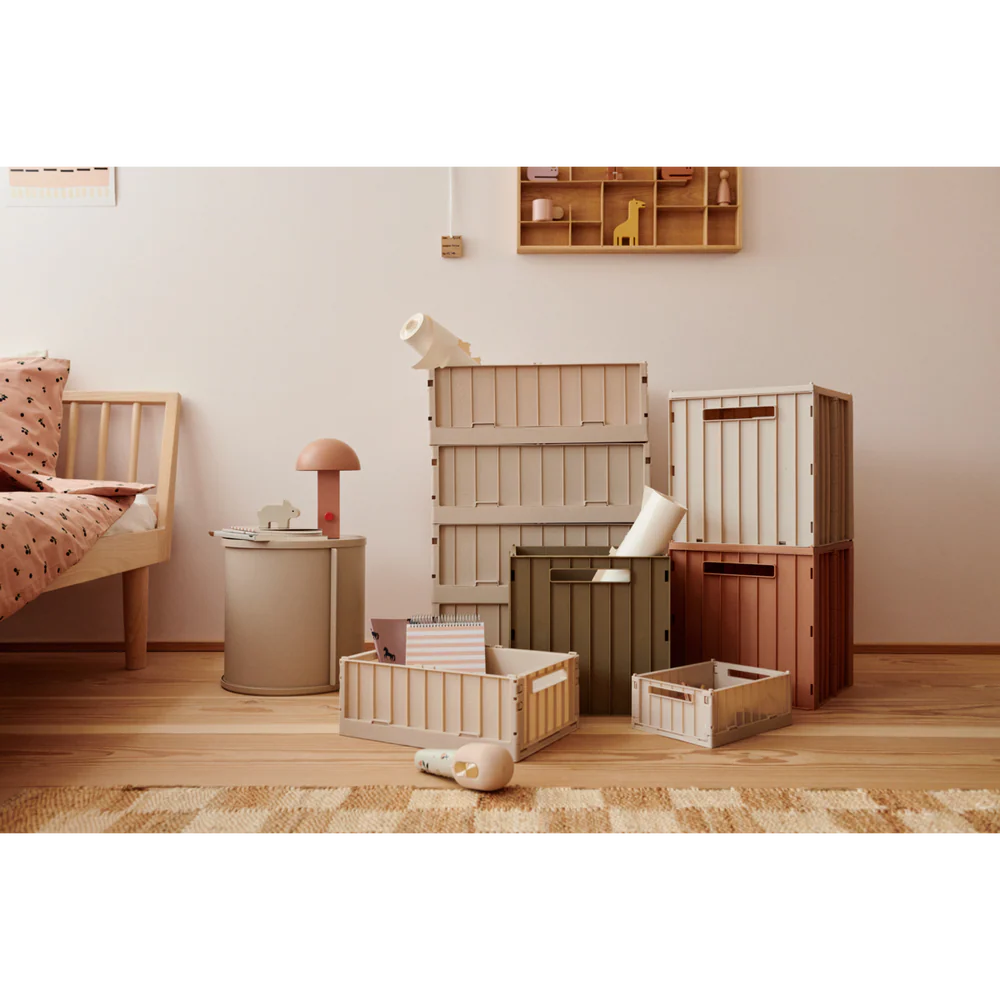 Liewood Förvaringslåda med Lock Beige - Elijah Storage Box Hopfällbar Leksaksförvaring Sandy
