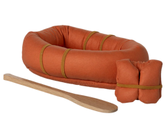 Maileg Gummibåt med Åra och Flytväst Orange - Rubber Boat Mouse