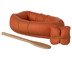 Maileg Gummibåt med Åra och Flytväst Orange - Rubber Boat Mouse