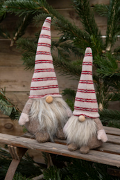 Tomte Stående Mörkröd/ Beige