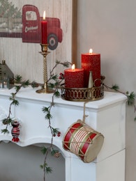 Blockljus Rött med Glitter Litet