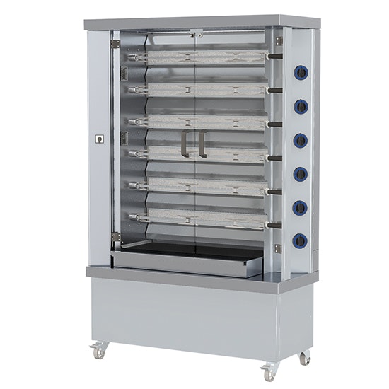 Kycklinggrill - 6 spett, 30 kycklingar 1200x500x1880mm