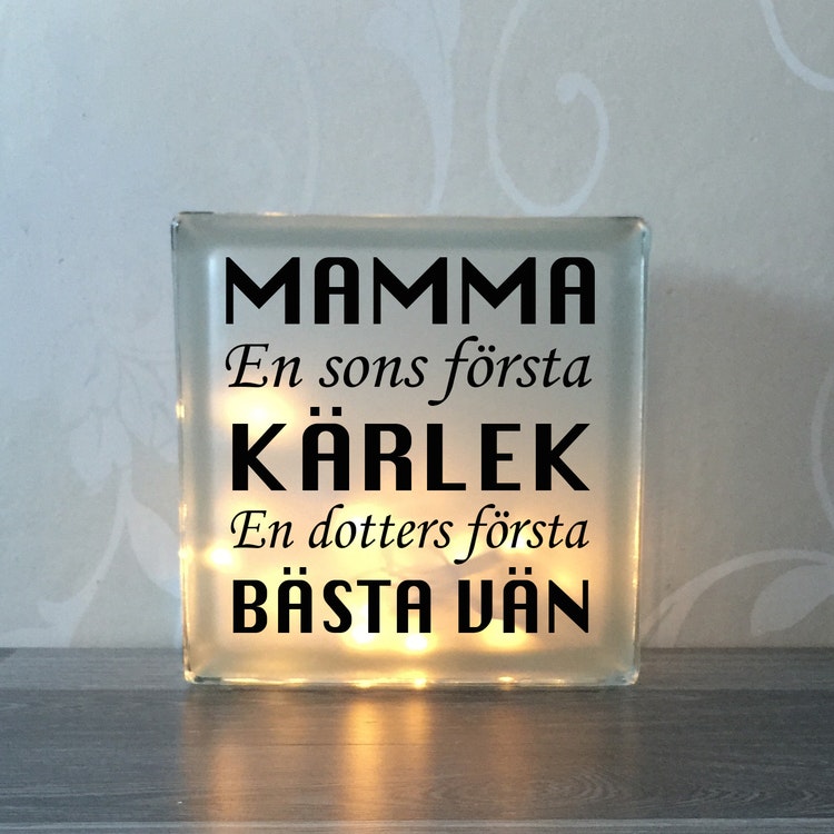 Glasblock Mamma hjälte & kärlek