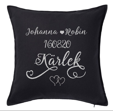 Kuddfodral Kärlek med namn & datum