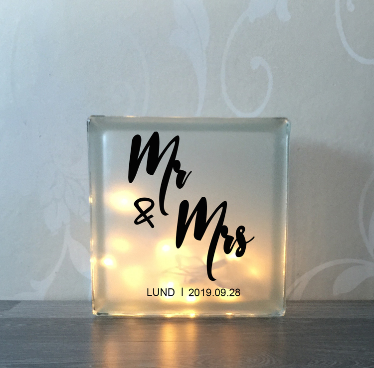 Glasblock Mr & Mrs