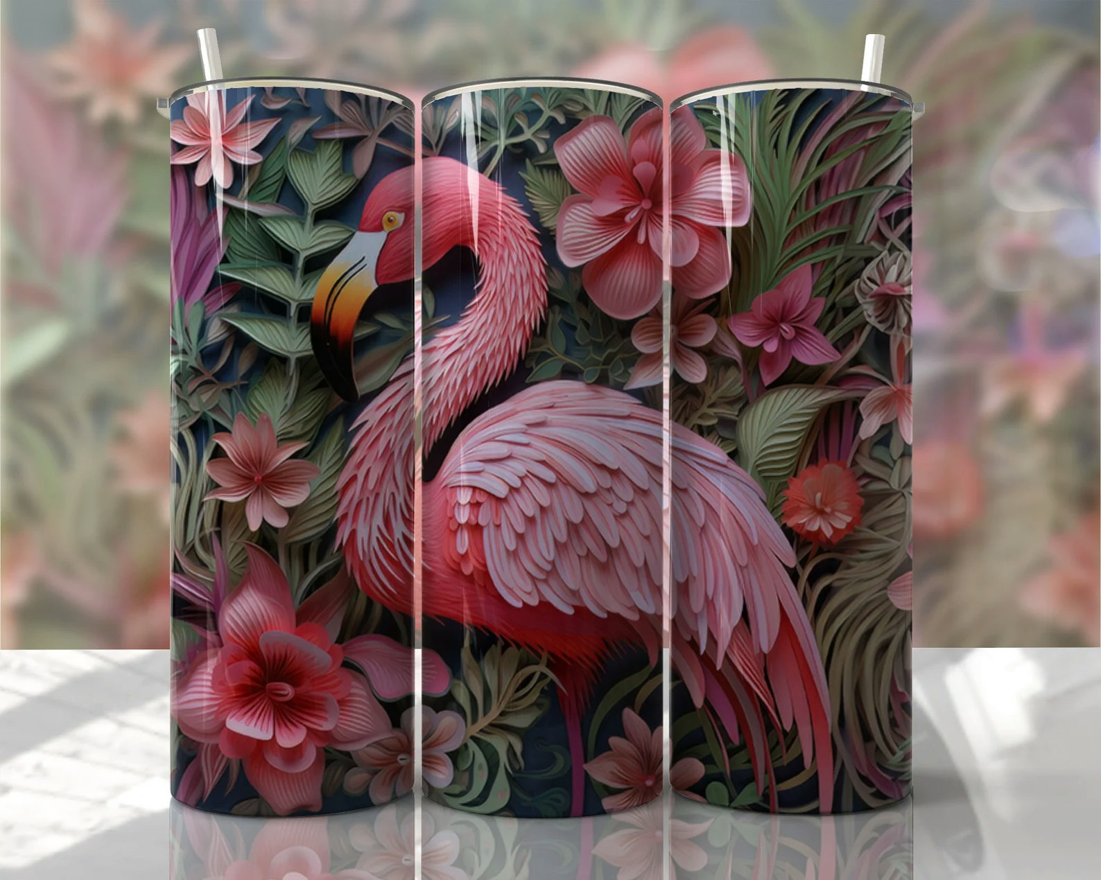 Tumblermugg 3D flamingo #3