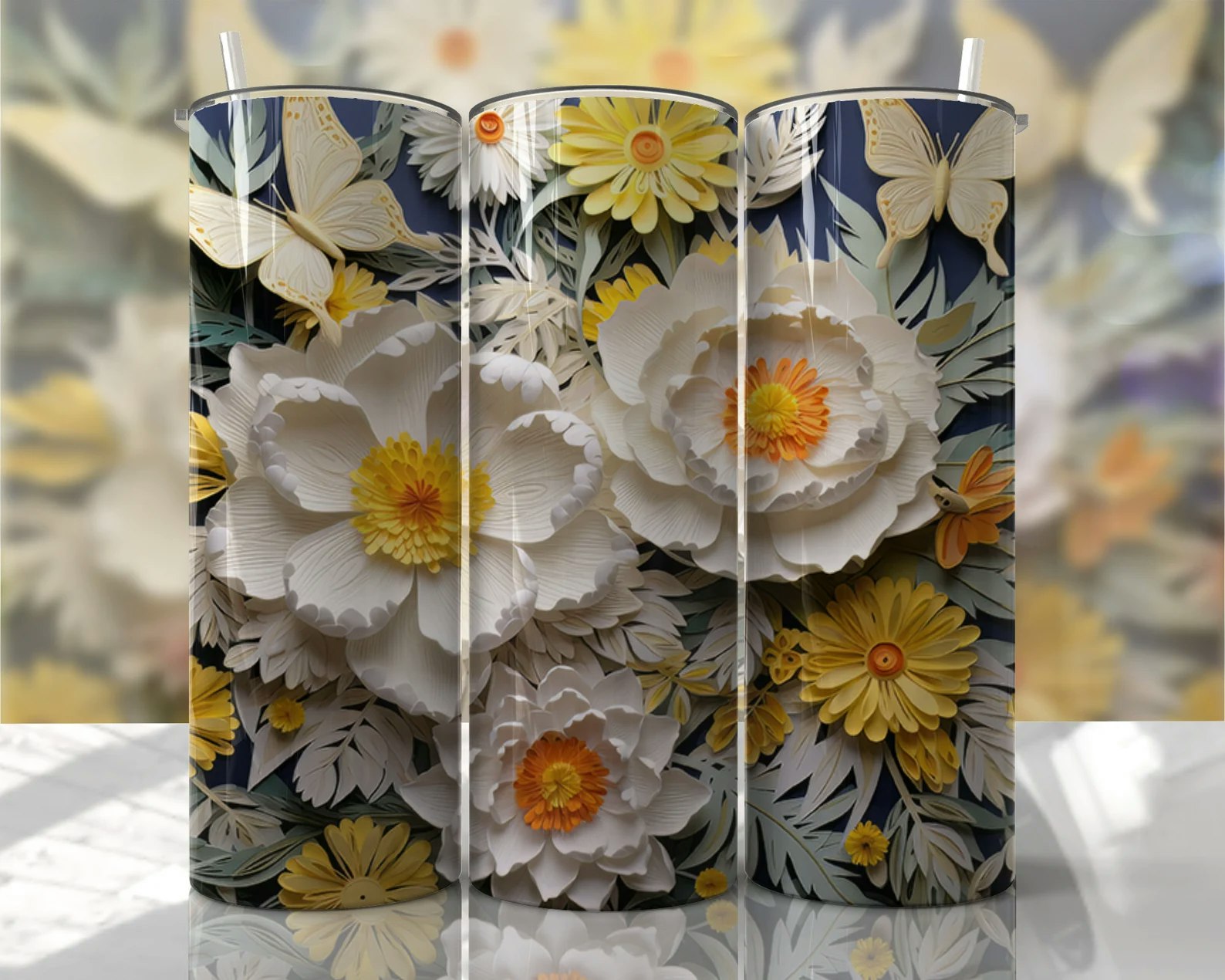 Tumblermugg 3D blommor  #8