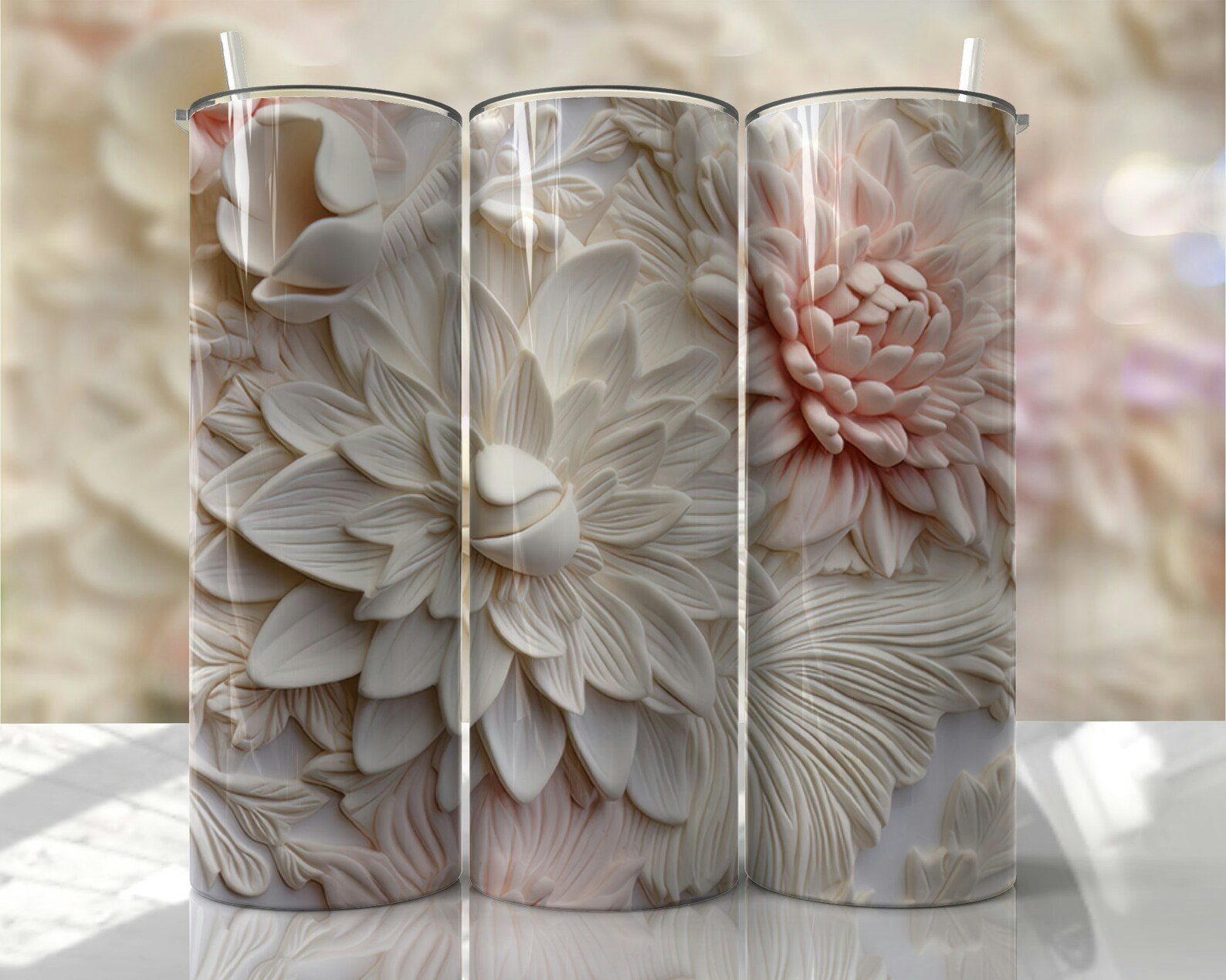 Tumblermugg 3D blommor #14