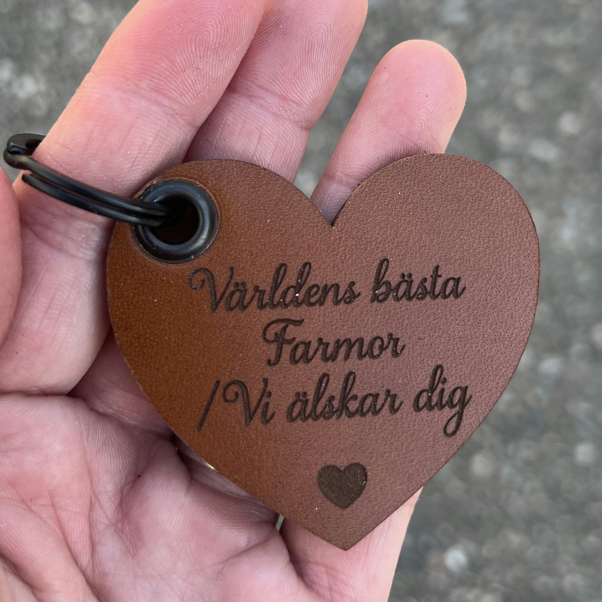 Liten hjärtformad nyckelring - Läder