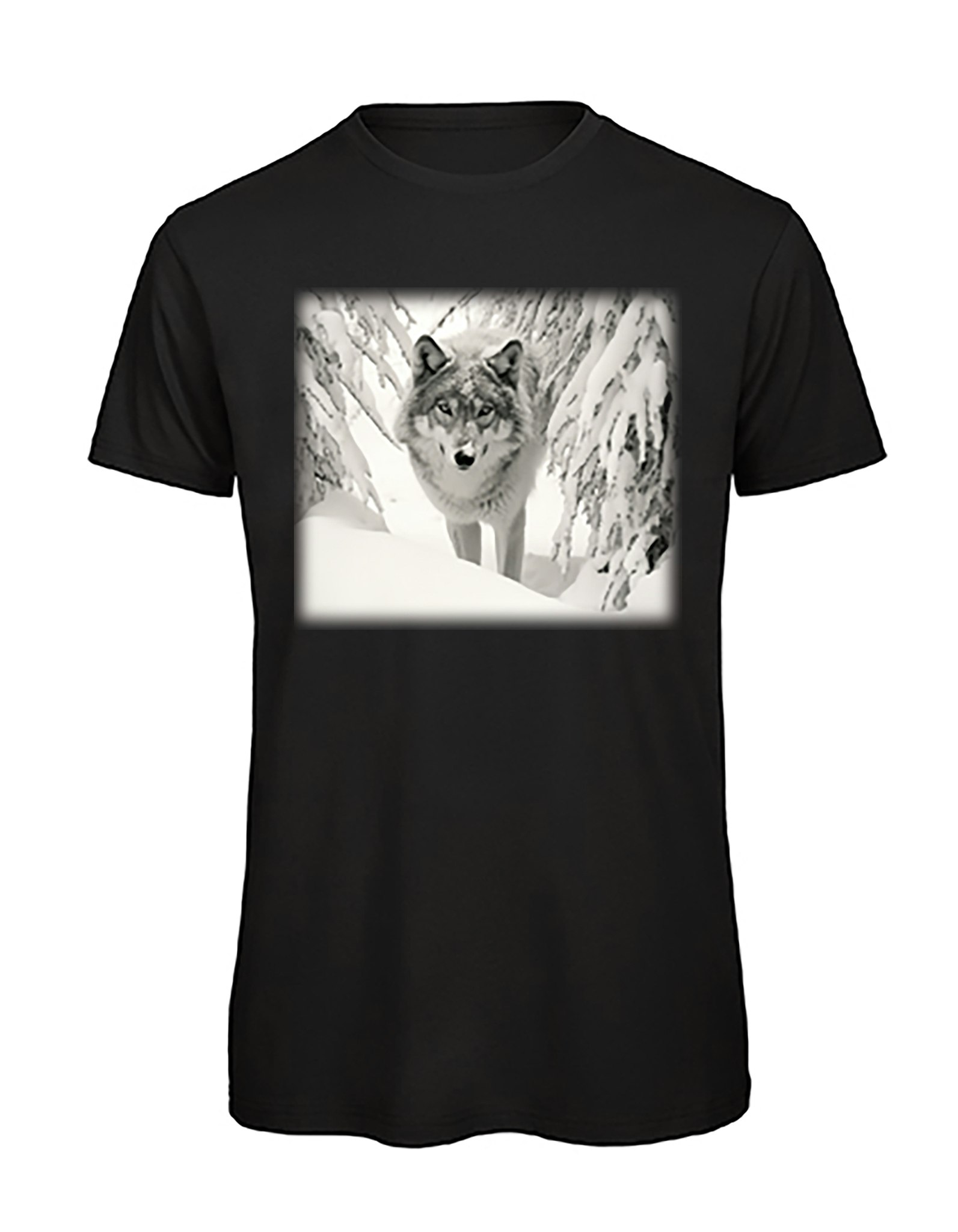 T-shirt med varg tryck