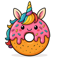 Donut med enhörning till tyg