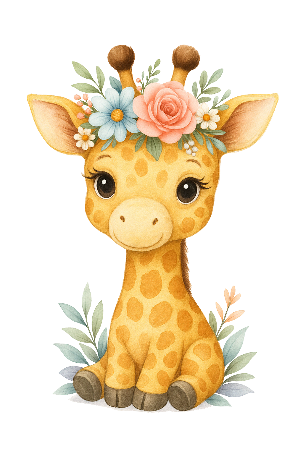 Giraff med blommor till tyg