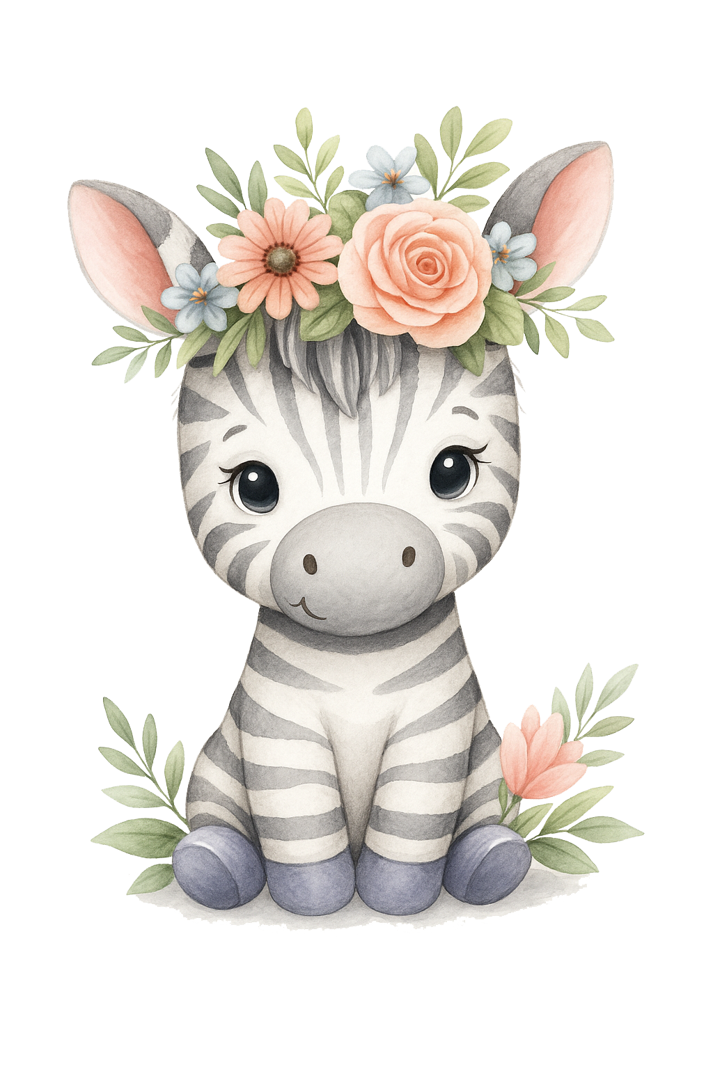 Zebra med blommor till tyg