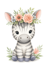 Zebra med blommor till tyg