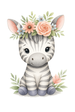 Zebra med blommor till tyg