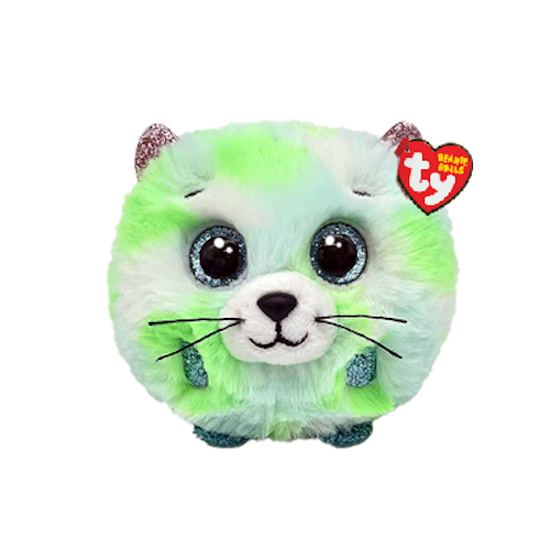 TY Puffies Beanie Balls EVIE - green cat ball