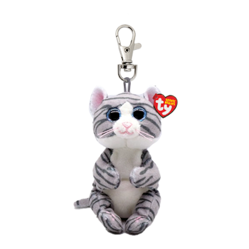 TY Beanie Bellies - MITZI - grey tabby cat clip