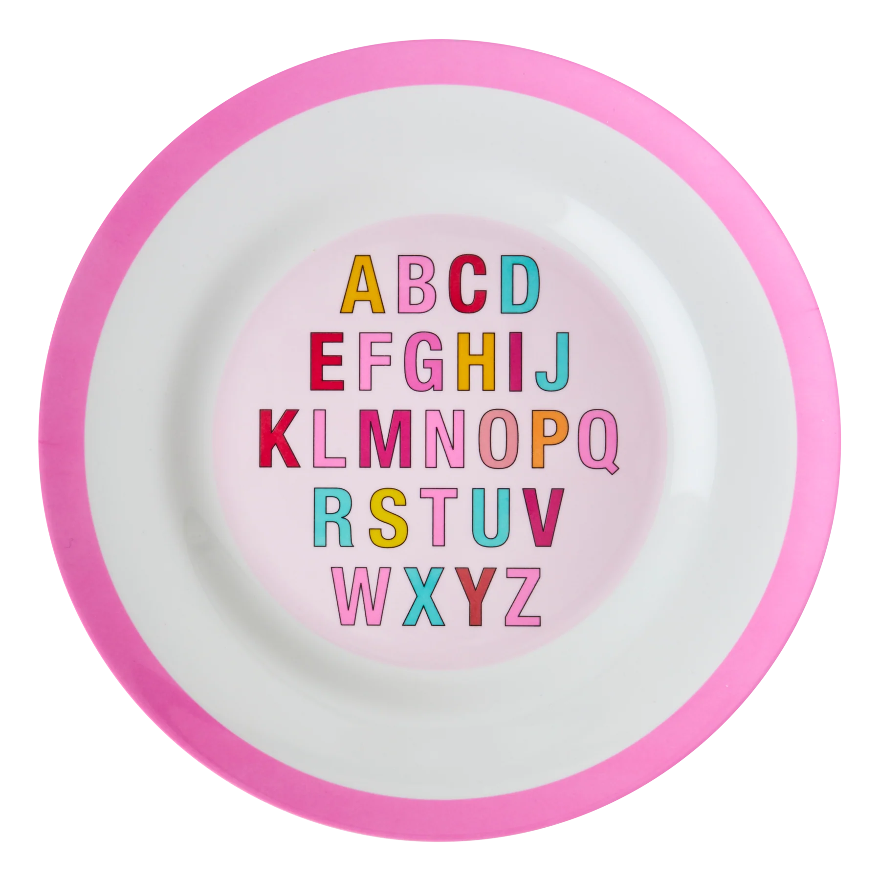 RICE Melamine Tallrik Alfabetet - Rosa - Lilla Rummet