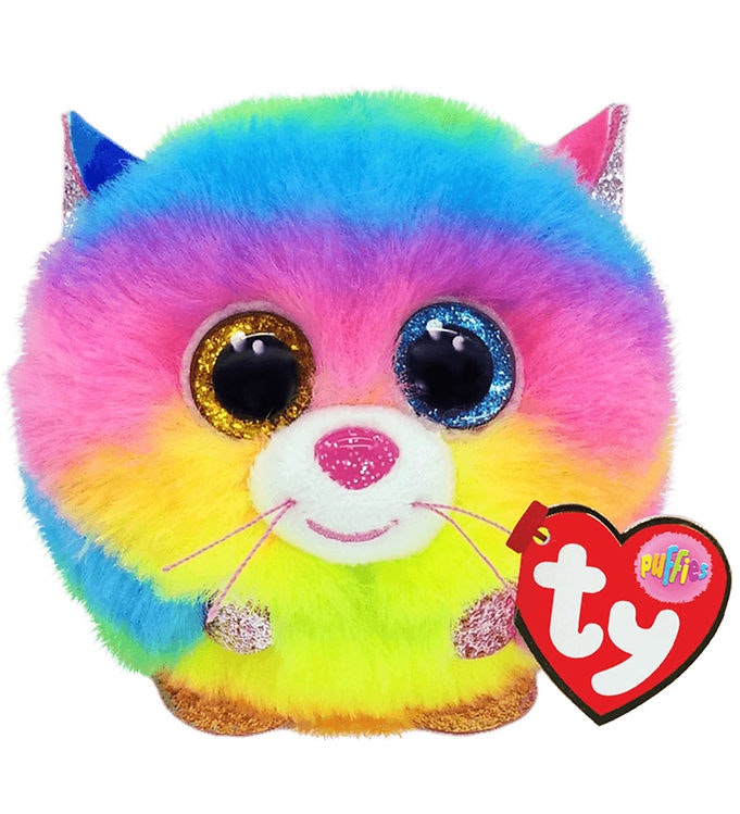 TY Puffies Beanie Balls - GIZMO - rainbow cat ball