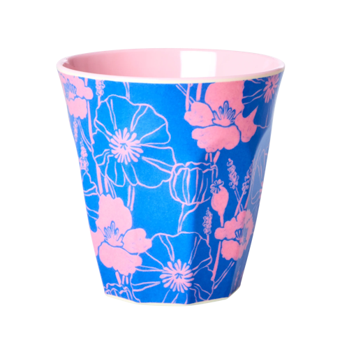 Rice Melamine Mugg Medium- Poppies Blue