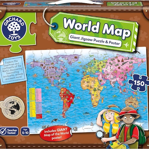 Pussel 150 - Världskarta - OrchardToys