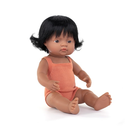Baby doll latin girl with salmon rumpers 38 cm