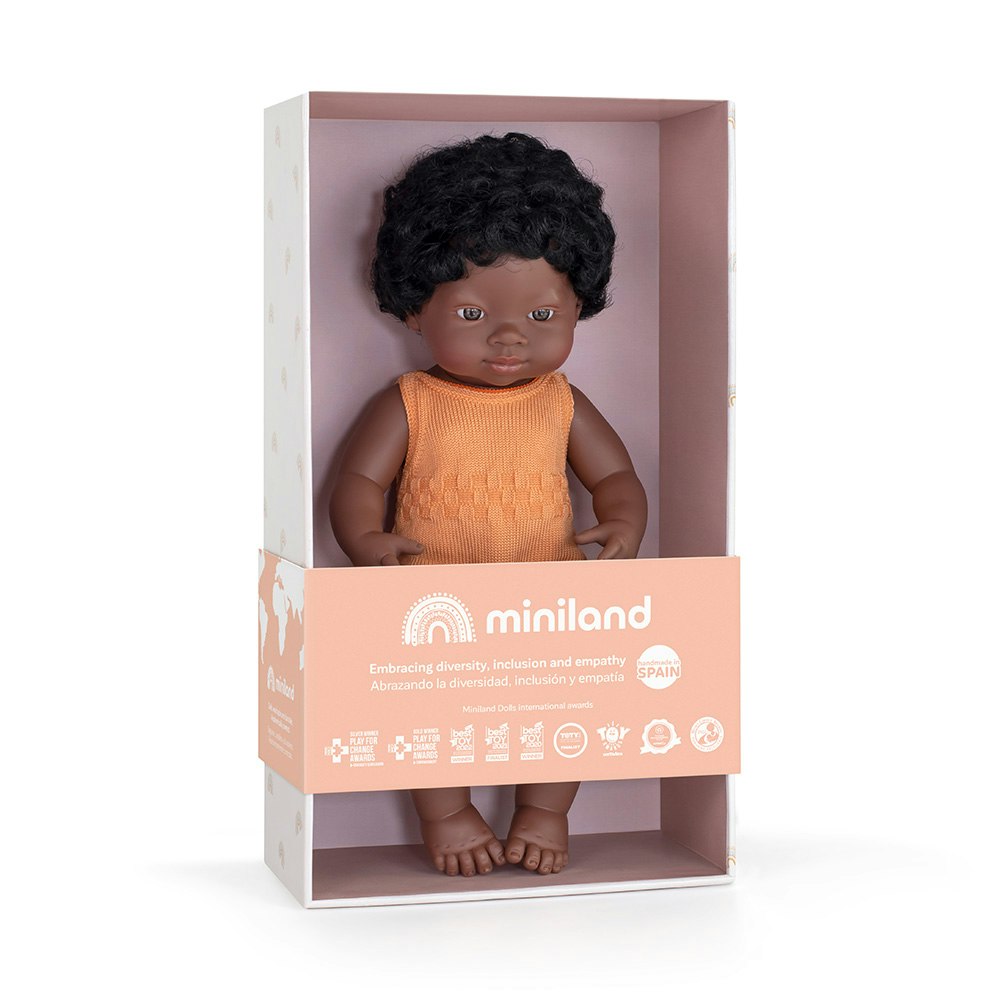 Baby doll African girl with melon rompers 38 cm