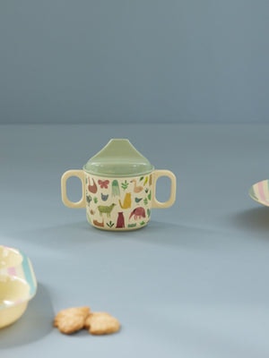 RICE Barnservis Melamine - Sött Jungelmönster (blandade färger)