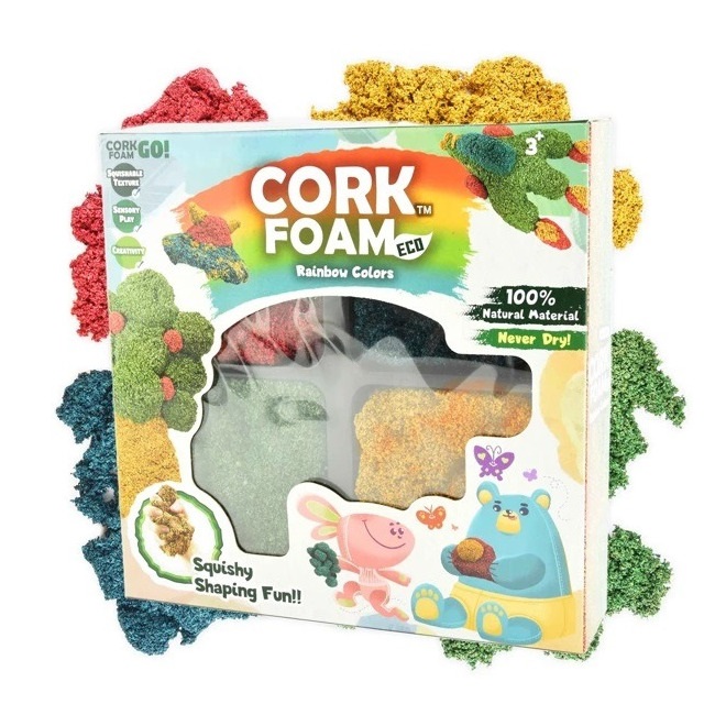 Cork Foam korklera formbart skum Ekologiskt - Rainbow Colors