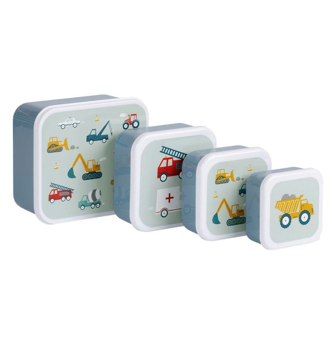 A Little Lovely Company Box 4-pack Vehicles (blå)