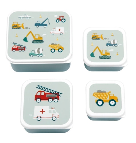 A Little Lovely Company Box 4-pack Vehicles (blå)