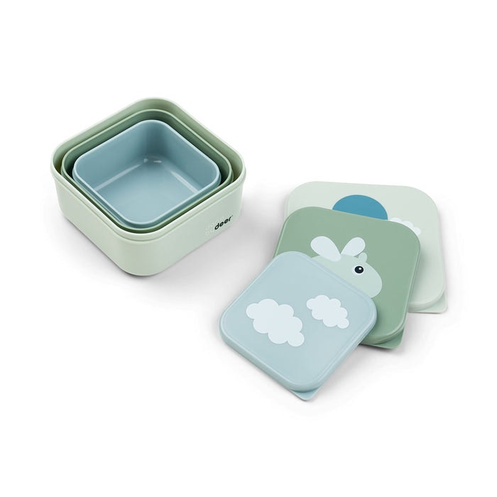 Snack Box 3pack Happy clouds Grön - DoneByDeer