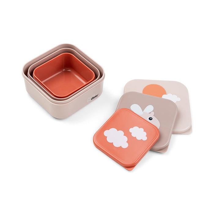 Snack Box 3pack Happy clouds Rosa - DoneByDeer