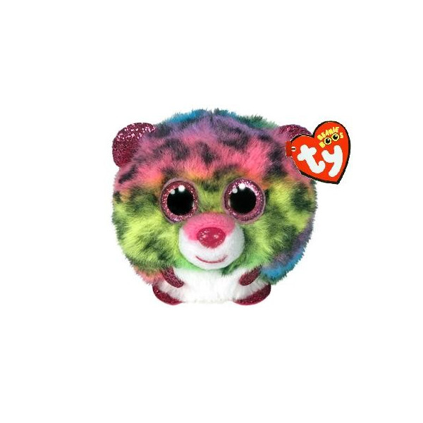 TY Puffies Beanie Balls DOTTY - rainbow leopard ball