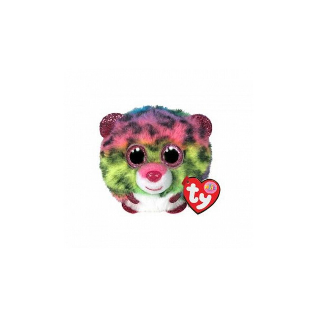 TY Puffies Beanie Balls DOTTY - rainbow leopard ball