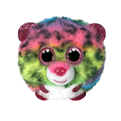 TY Puffies Beanie Balls DOTTY - rainbow leopard ball