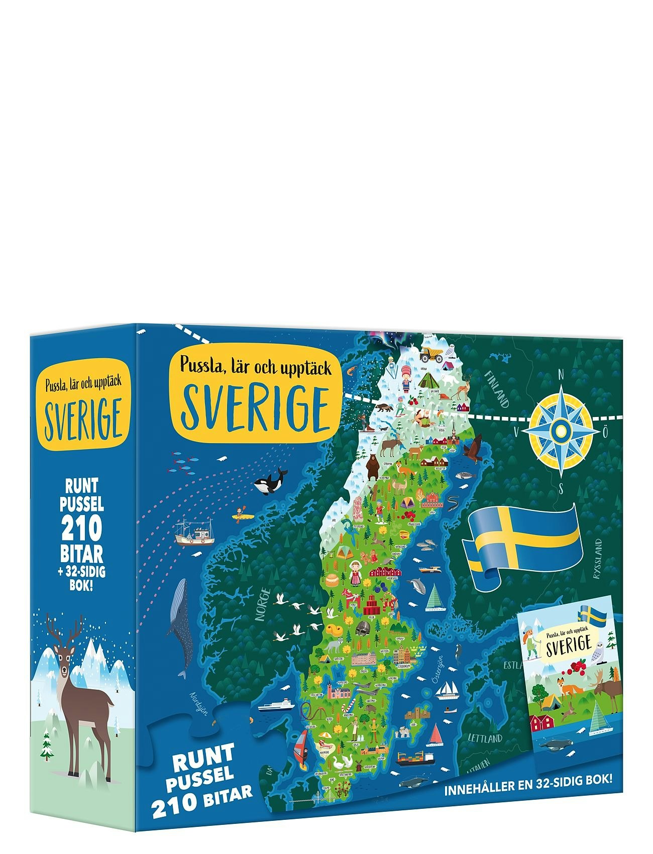 Sverige Pussel 210 bitar runt 70 cm