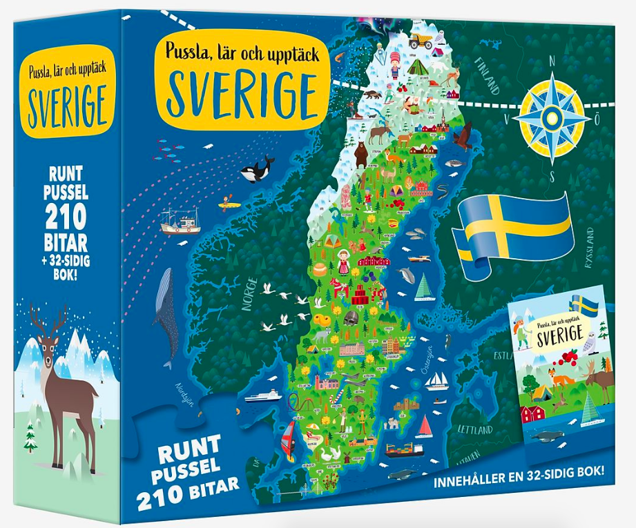 Sverige Pussel 210 bitar runt 70 cm