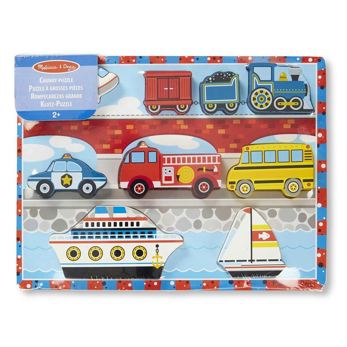 Chunky puzzle Fordon 9 bitar - Melissa and Doug