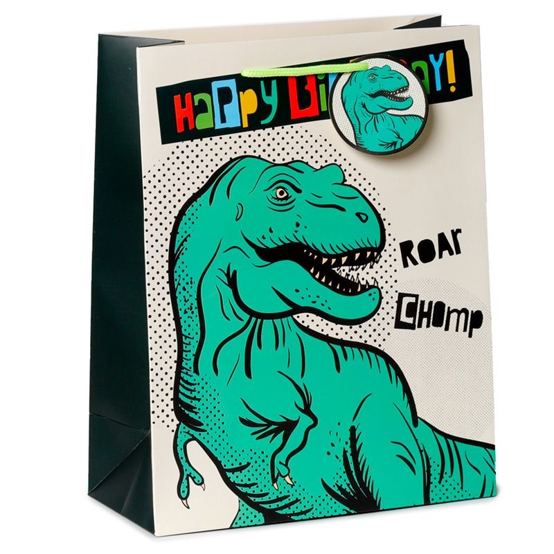 Presentpåse Stor- Happy Birtday Dinosaurie