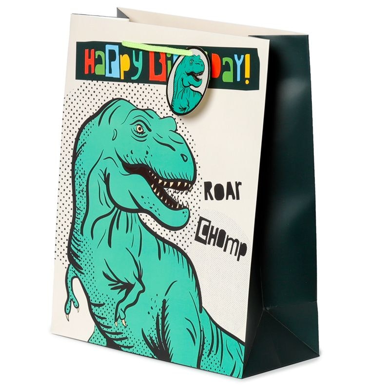 Presentpåse Stor- Happy Birtday Dinosaurie