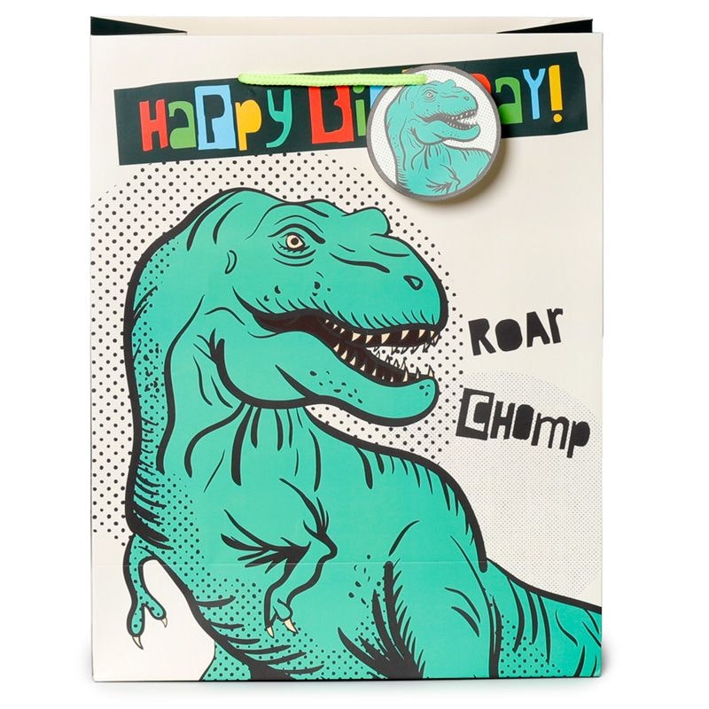 Presentpåse Stor- Happy Birtday Dinosaurie