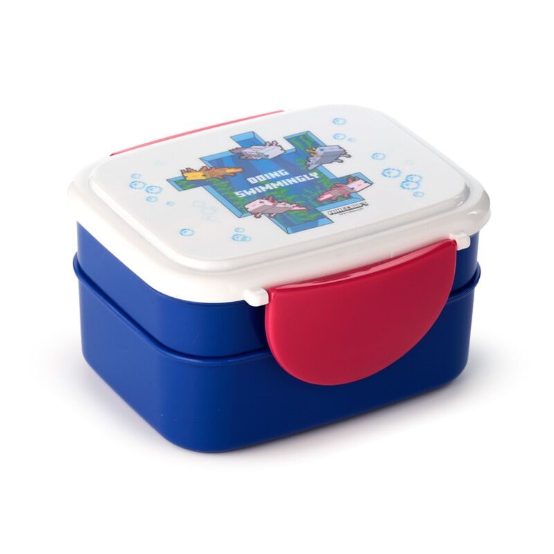 Lunchlåda Med Bestick- Minecraft Axolotl clip lock staplad