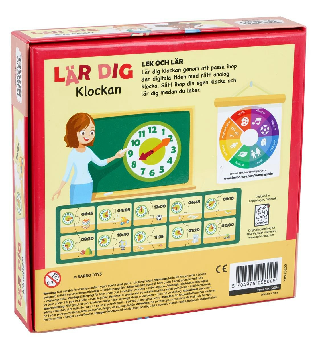 Barbo Classic Pedagog Pussel Lär Dig Klockan